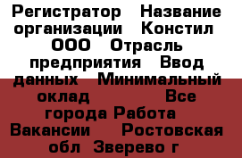 Регистратор › Название организации ­ Констил, ООО › Отрасль предприятия ­ Ввод данных › Минимальный оклад ­ 22 000 - Все города Работа » Вакансии   . Ростовская обл.,Зверево г.